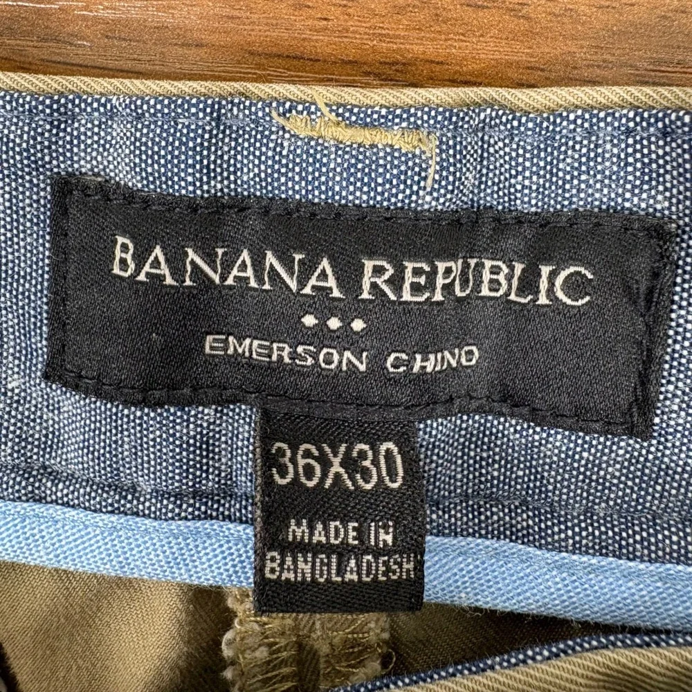 Banana Republic Emerson Chino Mens 36x28 Tan Straight Leg Cotton Pants Khaki